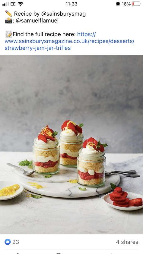 Elderflower Syrup, Dessert Pots, Strawberry Trifle, Milk Dessert, Victoria Sponge Cake, Cake Cream, Cake In A Jar, Dessert In A Jar, Individual Desserts