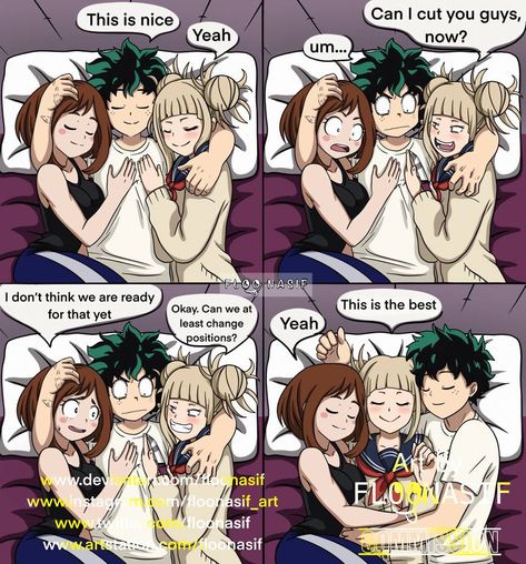 Deku, Uraraka y himiko toga comic commission by FlooNasif on DeviantArt Uraraka Cosplay, Deku X Uraraka, Hero Movie, Boku No Hero Academia Funny, Anime Princess, My Hero Academia Episodes, Hero Academia Characters, Cute Comics, My Hero Academia Manga