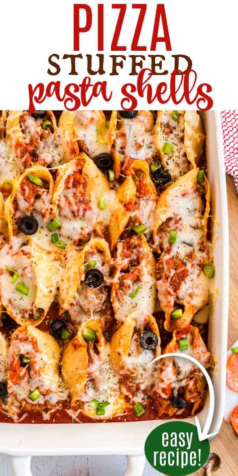 If you love easy, delicious dinner ideas, these Pizza Stuffed Pasta Shells are for you! All the great flavor of a pizza, in a make ahead (freezer friendly) pasta dish! Delicious Dinner Ideas, Shells Stuffed, Stuffed Pasta, Pasta Shells, Pizza Flavors, Great Pizza, Pasta Dinners, Pizza Recipes Homemade, Dinner Recipes Easy Quick