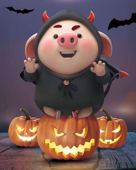 Pig Halloween, Pig Wallpaper, Halloween Wallpaper Backgrounds, Cute Piglets, This Little Piggy, Halloween 2, Cute Pigs, Little Pigs, Halloween Wallpaper