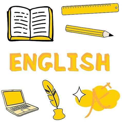 Back to school with the cutest Yellow English subject stickers. Perfect gift for a kid, tween, teen or any age! English text, Pencils, Ruler, A+, Book, and a writing quill. Perfect to decorate your books and planners. Check out my portfolio for all the individual subject versions as I roll them out! • Millions of unique designs by independent artists. Find your thing. English Subject Label, Subject Design Notebook English, Subjects Stickers, English Subject Stickers, School Subjects Stickers, Notion School, Subject Stickers, English Stickers, Writing Quill