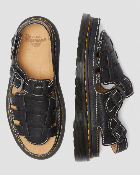 8092 LEATHER FISHERMAN SANDALS | Dr. Martens Fisherman Sandals Outfit, Doc Sandals, Fisherman Sandals Women, Leather Fisherman Sandals, Black Dr Martens, Funky Shoes, Sandals Outfit, Fisherman Sandals, Beltane