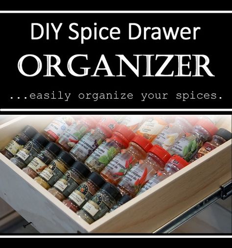 DIY Spice Drawer Organizer - helps to easily organize your spices... #diy #kitchen #kitchenorganization #organizationtips #organizationhacks #homestead #homesteading Diy Spice Drawer Organizer, Spice Drawer Organizer, Diy Pantry Shelves, Homestead Lifestyle, Diy Spice Rack, Spice Organization Drawer, Homesteading Ideas, Homestead Ideas, Diy Spices