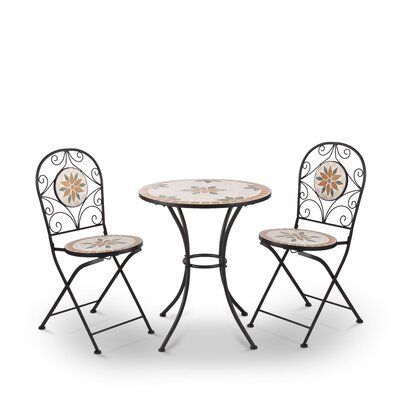 Fleur De Lis Living Mosaic Outdoor 3-Piece Bistro Set | Wayfair