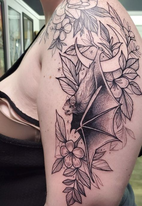 Hollow Moon, Flower Leg Tattoos, Bats Tattoo Design, Dragon Tattoo Back Piece, Knuckle Tattoos, Dragon Sleeve Tattoos, Bat Tattoo, Witch Tattoo, Boone Nc