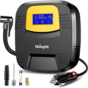 Nilight Air Compressor Tire Inflator Portable Tire Pump 150PSI Auto Car Tire Pump Digital Pressure Gauge Touch Screen Air Pump for Cars Bicycles Air Mattress, 2 Years Warranty Portable Air Pump, Hose Nozzle, Inflatable Kayak, Tire Inflator, Air Hose, Lift And Carry, Pressure Gauge, Sedans, Kayaks