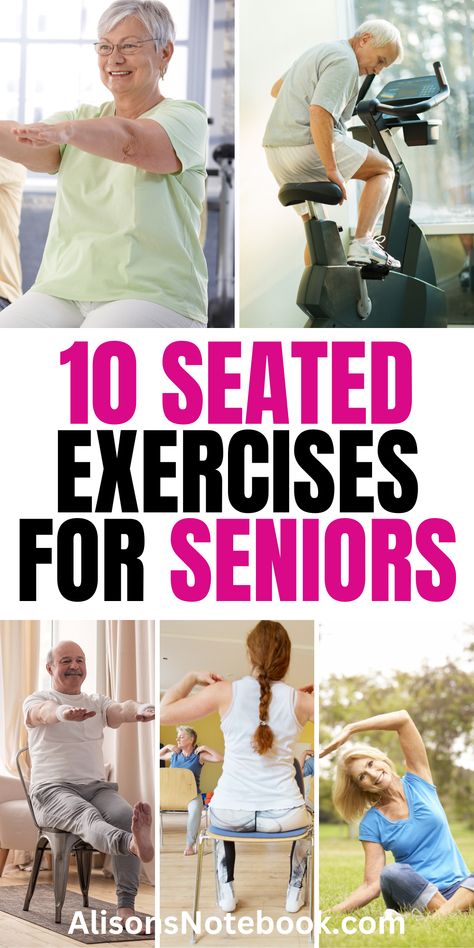 Looking for ways to stay active and fit even while seated? At AlisonsNotebook, discover the 10 best seated exercises for seniors that help maintain mobility and strength. From chair exercises for seniors to chair Pilates for seniors, these senior workout routines over 60 are designed to be both effective and accessible. Plus, claim your FREE self-care checklist now to enhance your wellness journey. Don't miss out on our free printable seated exercises for seniors! Exercise For Seniors Over 60 Men, Seated Balance Exercises For Seniors, Chair Upper Body Workout, Chair Yoga Exercises For Seniors, Dumbbell Workout For Seniors, Chair Exercises For Seniors Free, Free Exercises For Seniors, Balance Exercises For Seniors Physical Therapy, Seniors Exercises Workouts