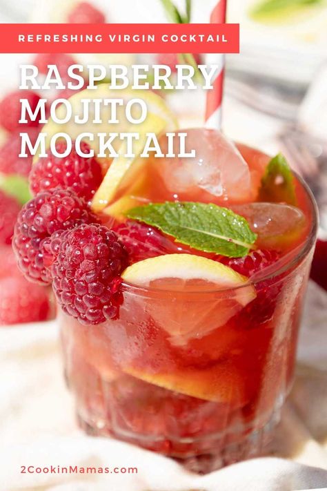 Raspberry Mojito Mocktail is a fizzy drink that combines the sweetness of ripe raspberries, the tanginess of lemons and the coolness of mint. It's refreshing, fruity, easy-to-make, and alcohol-free, making it the perfect summertime thirst quencher. Mocktails Raspberry, Raspberry Mojito Recipe, Raspberry Mojito Mocktail, Raspberry Lime Mocktail, Strawberry Mojito Mocktail, Blueberry Mojito, Mango Lemonade, Virgin Cocktails, Raspberry Mojito