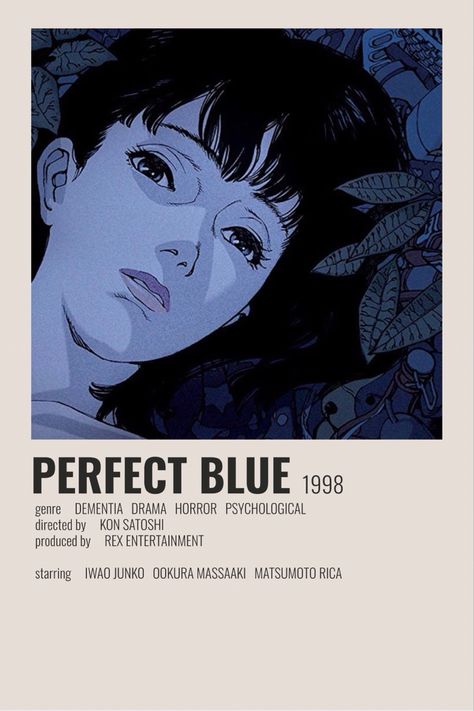 Perfect Blue Manga, Blue Lock Polaroid Poster, Perfect Blue Poster, Perfect Blue Movie Poster, Printables Anime, Anime Posters Polaroid, Perfect Blue Polaroid Poster, Perfect Blue Minimalist Poster, Artwork Anime