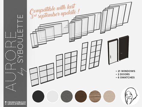 Wall Colors Sims 4 Cc, Sims 4 Cc Medium Windows, Sims Cc Exterior, Syboulette Sims 4 Cc, Sims4 Doors, Sims4 Exterior, Sims 4 Windows Cc, Sims4 Builds, Sims Furniture