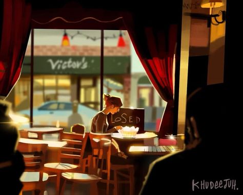 Anime Coffee, Concept Art Tutorial, Coffee Shop Aesthetic, Color Script, Light Study, Shop Illustration, Matte Painting, Color Studies, Visual Development