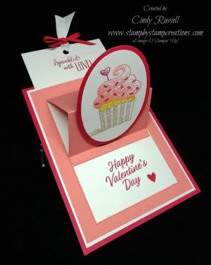 Stampin Up Slider Cards, Valentine Papercraft Ideas, Pop Up Slider Card Tutorial, Slider Cards Tutorial, Slider Cards Tutorial How To Make, Pop Up Slider Card, Craft Food, Cupcake Cards, Hello Cupcake