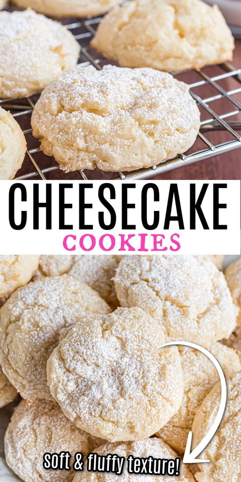 Cookies Cheesecake, Cheesecake Cookies Recipes, Cream Cheese Cookie Recipe, Cream Cheese Desserts, Cake Mix Cookie Recipes, Frozen Cookies, Cheese Cookies, Cream Cheese Cookies, Cheesecake Cookies