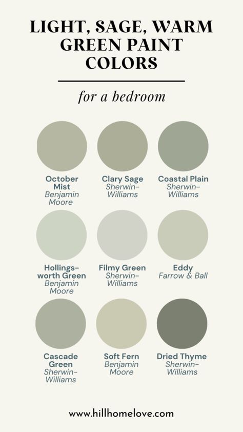 Green Bedroom Wall Colors To Try In 2025 Neutral Green Wall Color, Olive Green House Interior, Benjamin Moore Spanish Olive, Historic Green Paint Colors, Pretty Shades Of Green, Light Blue Green Bedroom, Green Wall Paints, Calming Green Bedroom, Sage Paint Colors