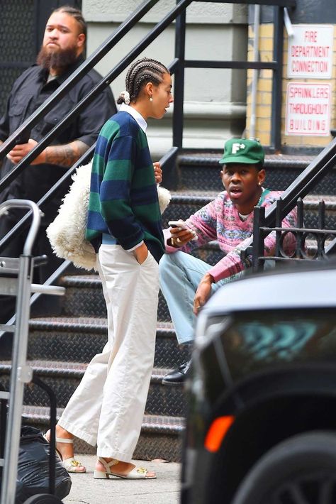 Tyler The Creator Outfits Inspiration, Reign Judge, Tyler The Creator Outfits, White Slacks, T Baby, Future Outfit, Tyler The Creator, Type Of Pants, Out And About