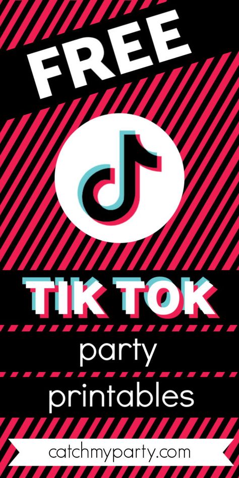 if you love Tik Tok as much as we do then you don't want to miss these FREE TikTok party printables to decorate your party. We've got your party decorations covered so scroll down and enjoy! See more party ideas and share yours at CatchMyParty.com #catchmyparty #partyideas #tiktok #freetiktokprintables #tiktokpartydecorations Tik Tok Birthday Party Decorations, Tik Tok Invitation Template Free, Tiktok Birthday Party Ideas Diy, Tiktok Party Invitations, Tiktok Decoration Party, Diy Tik Tok Party Decor, Tik Tok Birthday Party Ideas Diy, Tik Tok Party Invitations, Tik Tok Decoration Ideas