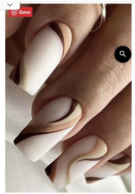 Short Acrylic Nails Light Brown, Brown Nail Arts, Mat Brown Nails, Brown Color Nails Designs, Brown Gel Nails Ideas, Matt Nail Ideas, Brown Matte Nails Design, Matt Brown Nails, White Brown Nails