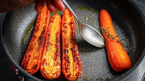 Easy and Delicious Pan Fried Carrots Pan Fried Carrots, Fried Carrots, Best Carrot Recipe, Carrot Fries Baked, Festive Meals, Sophisticated Food, Carrot Recipe, Garlic Chips, Recipes Vegetables