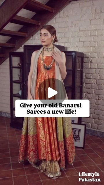 Sharara From Saree Ideas, Outfits From Banarasi Saree, Trending Diwali Outfits 2024, Outfit From Banarasi Saree, Banarasi Sharara Suits, Banarasi Indo Western Outfits, Banarasi Saree Outfit, Lehenga Designs From Saree, 2024 Indian Fashion Trends