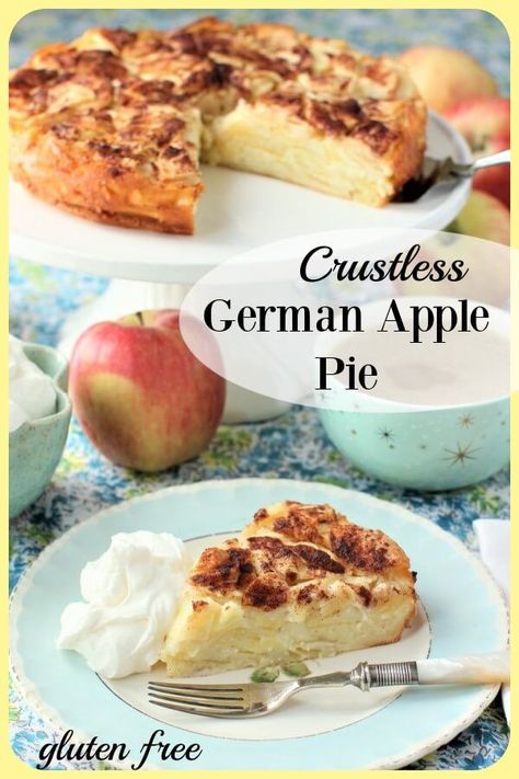 Gf Apple Recipes Easy, Crustless Pie Desserts, Apple Recipes Gf, Crustless Apple Pie Healthy, Crustless Pies Recipes, Gluten Free German Desserts, Gf Apple Recipes, Gluten Free Apple Desserts Easy, Gf Apple Desserts