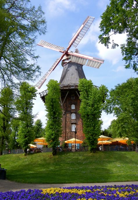 Bremen, germany Wizard Of Oz Pictures, Netherlands Windmills, Pictures Of Germany, Tilting At Windmills, Windmill House, Windmill Water, Water Wheels, Holland Windmills, Bremen Germany