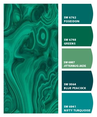 Paint colors from ColorSnap by Sherwin-Williams Malachite Decor, Make Chalk Paint, Paint Color Combos, Decor Color Schemes, Green Color Schemes, Bedroom Color Schemes, Color Paint, Salou, Paint Samples