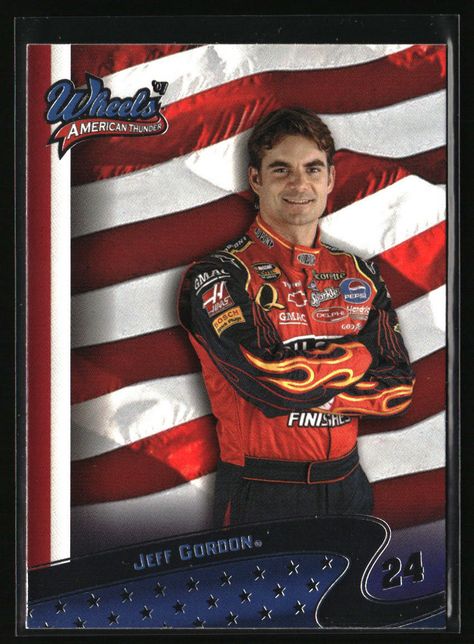 This is a nice example of a 2007 Wheels American Thunder #1 Jeff Gordon Other important information about this card: In 2007 Jeff Gordon played for the Hendrick Motorsports. Please check out our other listings for more great cards. Jeff Gordon, Trading Cards, Motorsport, Wheel