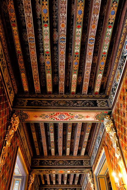 Ceiling, Château de Cheverny, Loire, France Decorated Ceiling, Painted Ceiling Beams, Painted Beams, Ceiling Art, Casa Country, Ceiling Treatments, Living Modern, Chateau France, Loire Valley