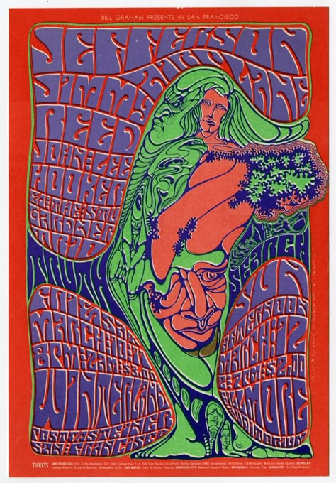 Wes Wilson, Hattie Stewart, Hippie Posters, Rock Poster Art, Vintage Concert Posters, Jefferson Airplane, Black Light Posters, Wilson Art, Denver Art Museum