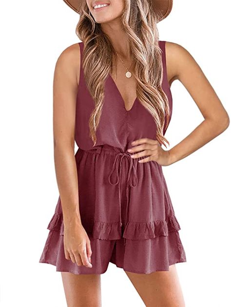 Trendy One Piece, Cute Summer Rompers, Beach Trip Outfits, Jumpsuit V Neck, Vegas Outfits, Summer Rompers, Dancing Clothes, Shorts Jumpsuit, Beach Rompers