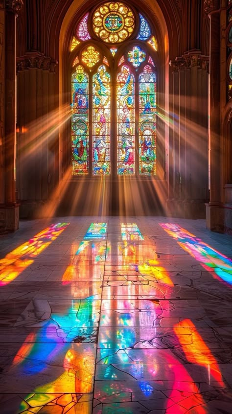 Stained Glass In Churches, Stain Glass Lights, Stained Glass Windows Wallpaper, Church Window Design, Beautiful Churches Interiors, Stained Glass Chapel, Church Glass Art, Stained Glass Art Church, Glass Floors Architecture