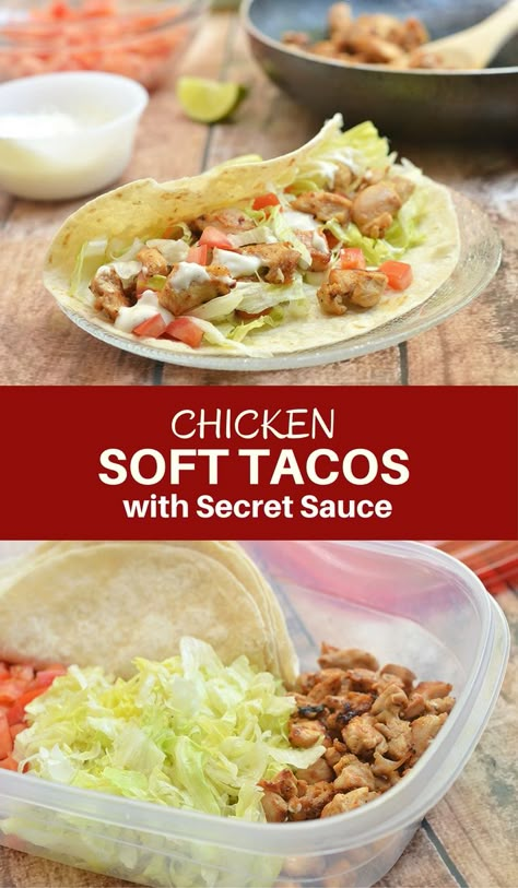 Taco Fixings, Soft Tacos Recipes, Chicken Soft Tacos, Soft Tortillas, Desserts Cheesecake, Hispanic Kitchen, Yellow Curry, Del Taco, Chicken Taco Recipes