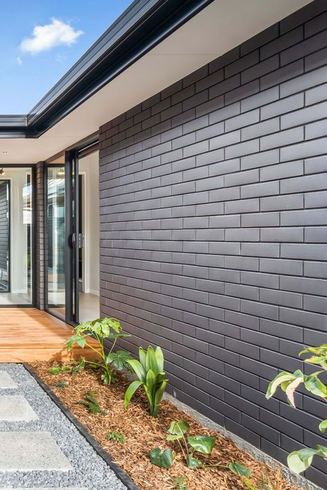 Bricks Euro Range – Midland Brick NZ Black Brick Outdoor, Brick Slips Exterior, Black Brick Design, Black And Grey Brick House, Dark Grey Brick House, Red Brick Black Cladding, Modern Brick House Exterior, Mid Century Modern Homes Exterior, Midland Brick