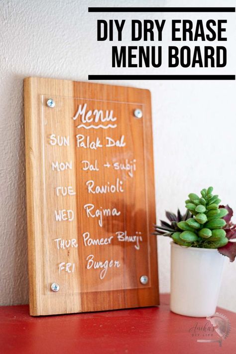 DIY dry erase menu board on red table Menu Board Ideas Diy, Dry Erase Board Ideas Home, Cute Dry Erase Board Ideas, Kitchen Menu Board, Kitchen Menu Board Diy, Menu Board For Kitchen, Menu Planner Board, Meal Planner Board, Diy Meal Planner