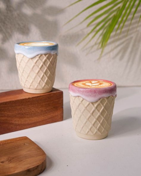 A handmade ceramic cup in the shape of a super unique ice cream cone! Pre-order now and get a special price. 🥰 Limited period until August 8. 😋 Ice Cream Ceramic, Ceramic Ice Cream Cone, Unique Ice Cream, Pottery Classes, August 8, Ceramic Ideas, Ceramic Cup, Ice Cream Cone, Stoneware Clay