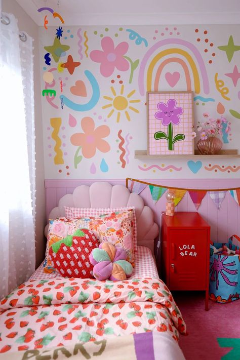 Girl Kids Bedroom, Colorful Bedrooms, Colourful Room, Kid Design, Girl Room Inspiration, Colorful Kids Room, Big Girl Bedrooms, Toddler Girl Room, Kids Bedroom Inspiration