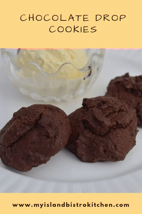 August 2013 Cookie of the Month: Chocolate Drop Cookies - My Island Bistro Kitchen Drop Cookies Christmas, Drop Cookies No Bake, Cookie Of The Month, Chocolate Drop Cookies, Lemon Drop Cookies, Drop Cookie Recipes, Drop Cookie, Bistro Kitchen, Lunchbox Treats