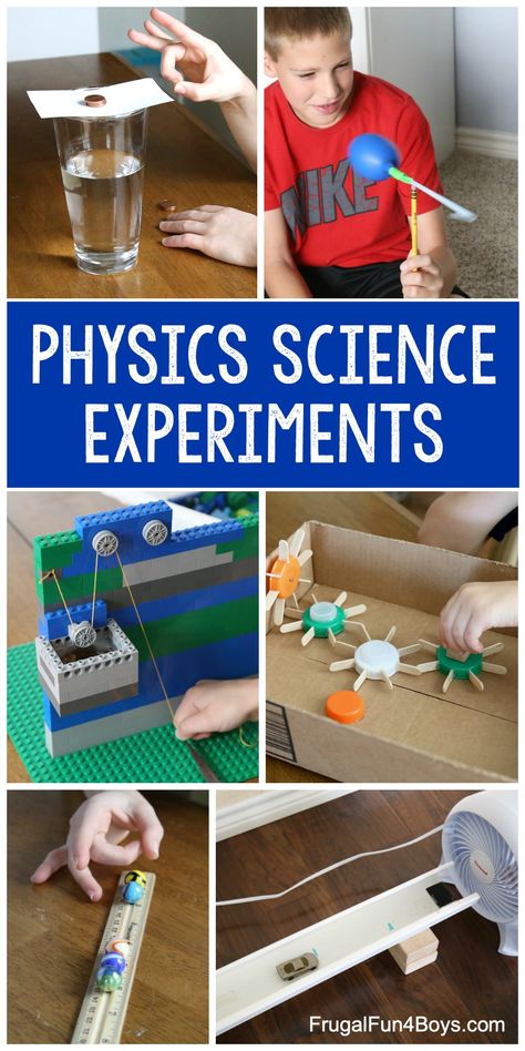 Physics Science Experiments for Elementary Aged Kids - Hands-on science projects for force and motion, mechanics, magnetism, Electricity, and more. Science Projects For Elementary, Science Experiments For Elementary, Projects For Elementary Students, Cool Science Projects, Science Experiments Kids Elementary, Science Demonstrations, Newton's Laws, Physics Projects, Cool Science