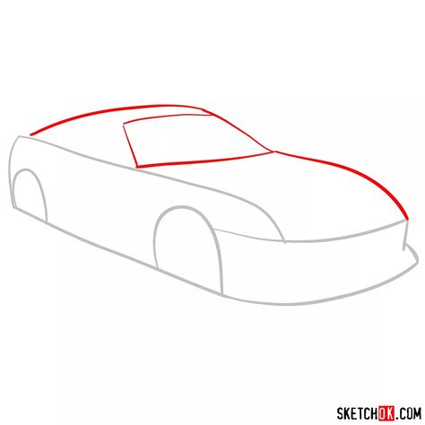 How to draw 1993 Toyota Supra in 12 steps - Sketchok easy drawing guides How To Draw Supra Mk4, Supra Drawing Step By Step, Supra Mk4 Drawing Easy, Supra Drawing Easy, Supra Mk5 Drawing, Drawing Supra, Supra Mk4 Drawing, Supra Sketch, Supra Drawing