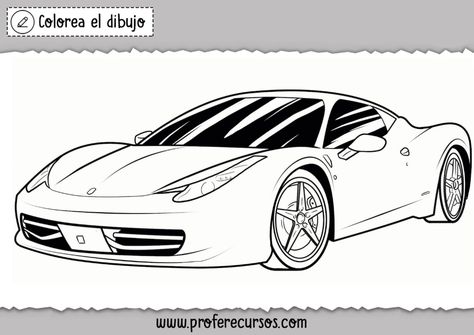 Dibujos de Coches Para Pintar - Profe Recursos Race Car Coloring Pages, Car Coloring Pages, Car Colors, Race Car, Race Cars, Ferrari, Coloring Pages, Sports Car, Suv Car