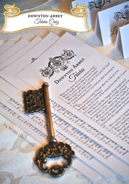 Make Life Lovely: Downton Abbey Tea Party + Free Printable Downton Abbey Trivia Quiz Downton Abbey Party Ideas, Downton Abbey Poster, Downtown Abbey Party, Downton Abbey Tea Party, Downton Abbey Party, Downton Abbey Quotes, Downton Abbey Series, Tea Party Ideas, Vintage Tea Parties