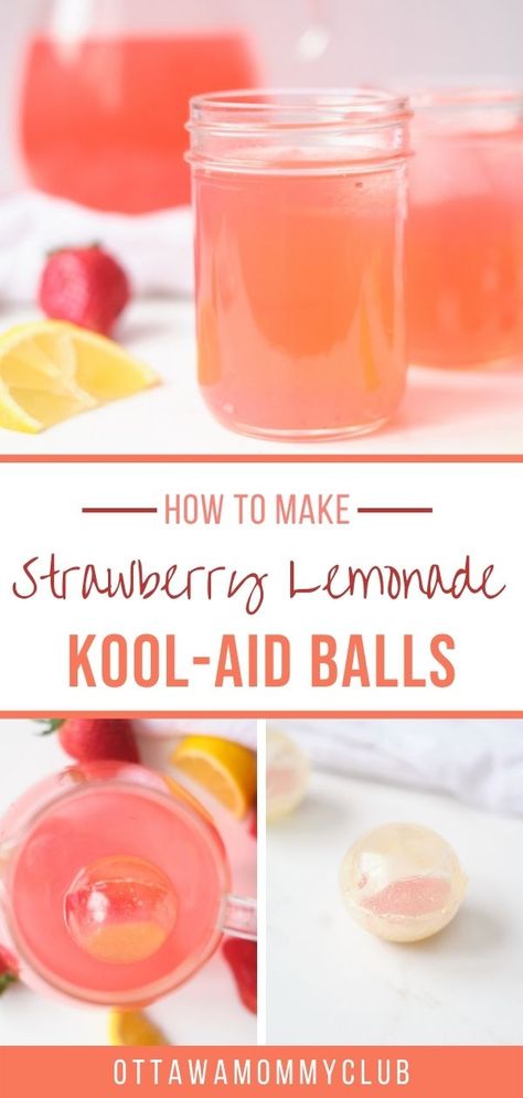 Kool-Aid Balls Recipe: The New Strawberry Lemonade Summer Beverage Kool Aid Lemonade, Bomb Drinks, Diy Hot Chocolate, Hot Chocolate Bomb, Hot Chocolate Gifts, Diy Cocktails, Drink Recipes Nonalcoholic, Bombe Recipe, Lemonade Drinks