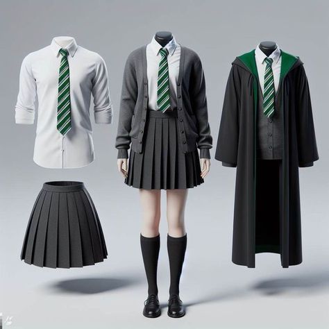 Hogwarts School Uniform, Slytherin Uniform, Harry Potter Uniform, Slytherin Clothes, Slytherin Outfit, Hogwarts Uniform, Hogwarts Outfits, Harry Potter Girl, Harry Potter Items