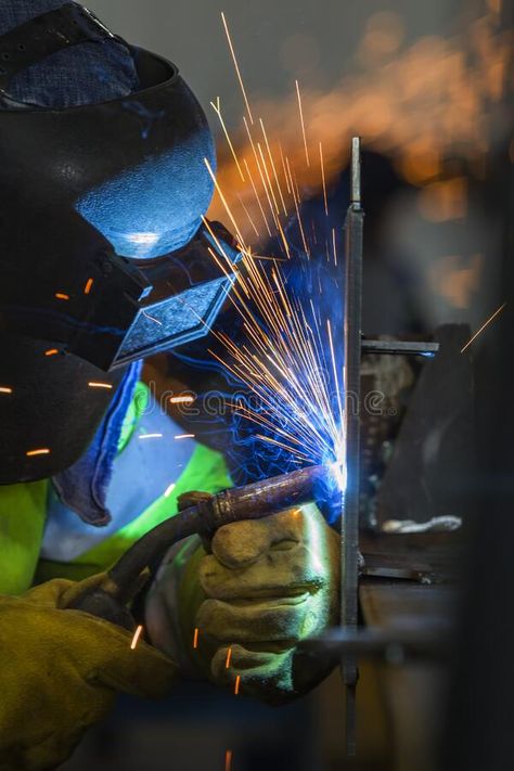 The welder is welding a structural steel with gas metal arc welding ( GMAW ) royalty free stock photo Gas Welding, Structural Steel, Arc Welding, Vector Character, Royalty Free Stock Photos, Royalty, Royalty Free, Stock Images