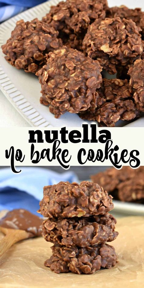 Nutella No Bake Cookies, Nutella No Bake, Nutella Dessert Recipes, Nutella Recipes Easy, Easy No Bake Cookies, Croissant Sandwich, Nutella Desserts, Hazelnut Chocolate, Nutella Cookies