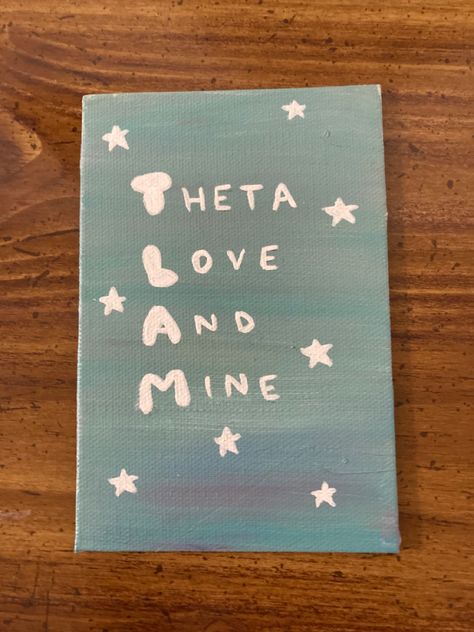 Zta Canvas Painting, Theta Canvas Ideas, Big Little Canvas Sorority, Theta Painting Canvases, Small Sorority Canvas, Big Little Canvas Ideas, Theta Canvas, Aphi Canvas Painting, Sorority Canvas Art