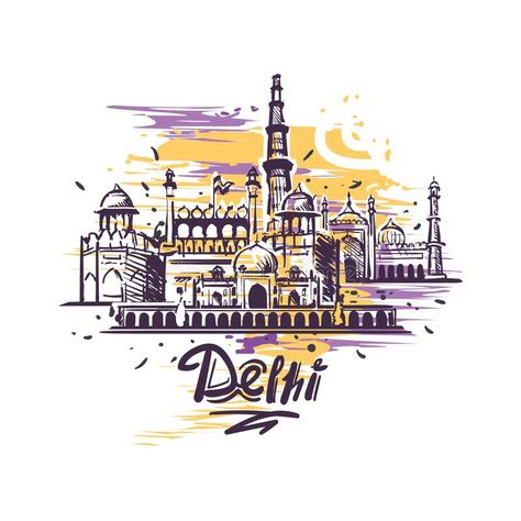 Illustration about Delhi abstract art color drawing. Delhi sketch illustration isolated on white background. Illustration of asia, mosque, minaret - 162959966 Delhi Sketch, Delhi Map, World Map Outline, City Collage, Phone Wallpapers Vintage, Modern Art Canvas Painting, Travel Collage, Color Drawing Art, Pencil Sketch Images