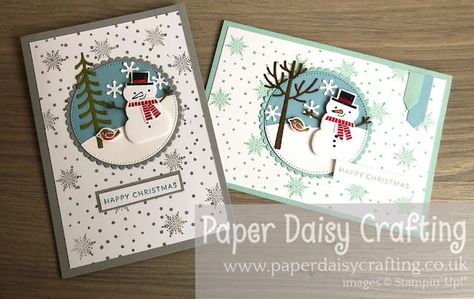 Stampin Up Snowman Magic, Papercraft Christmas Cards, Snowman Christmas Cards, Fun Christmas Cards, Paper Daisy, Magic Gift, Snowman Cards, Homemade Christmas Cards, Magic Cards