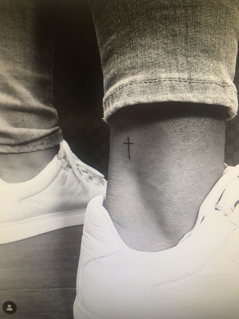 Small ankle tattoo cross men tattoos Tattoo Cross Men, Ankle Cross Tattoo, Ankle Tattoo Cross, Small Ankle Tattoo, Ankle Tattoo Men, Cross Stitch Tattoo, Small Cross Tattoo, Tattoo Cross, Tatuagem Masculina Pequena