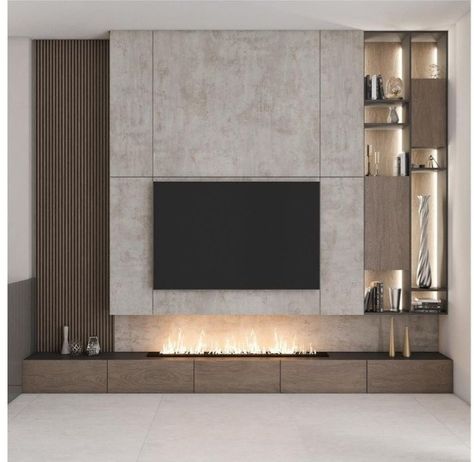 Feature Wall Living Room, Living Room Wall Units, Modern Tv Wall, Tv Room Design, Luxury Living Room Design, Living Room Decor Fireplace, Small Apartment Living Room, Tv Wall Unit, Tv Wall Design